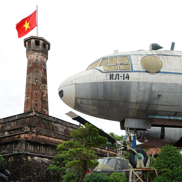 Planes in the Soviet Union are still on display at the Hanoi Flagpole