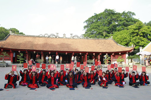 Van Mieu Quoc Tu Giam is the destination of many students to pray for luck in exams