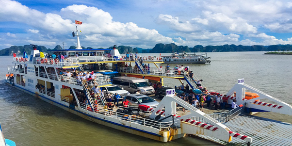 Taking the ferry to Cat Ba Island is also an interesting experience