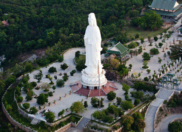 Statue of Bodhisattva standing in the sky