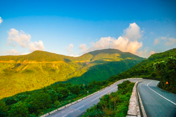 From Hai Van pass, see Da Nang city in the distance