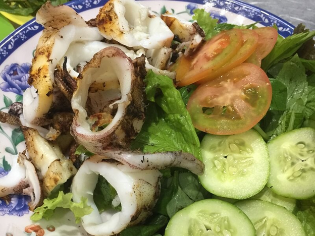 Grilled squid with salt and chili in Nha Trang