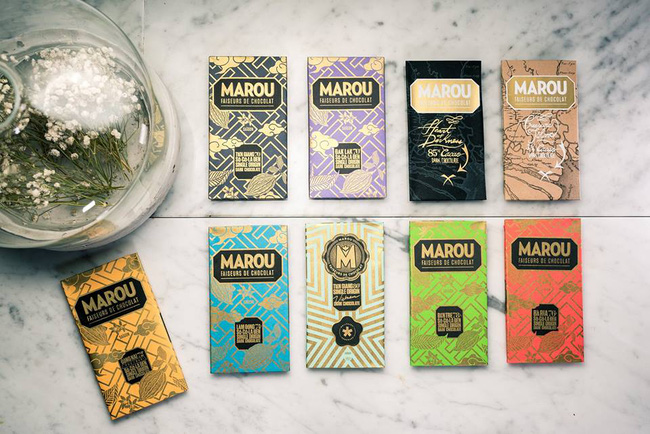Various Marou chocolate bars are souvenirs from Vietnam, made in Vietnam