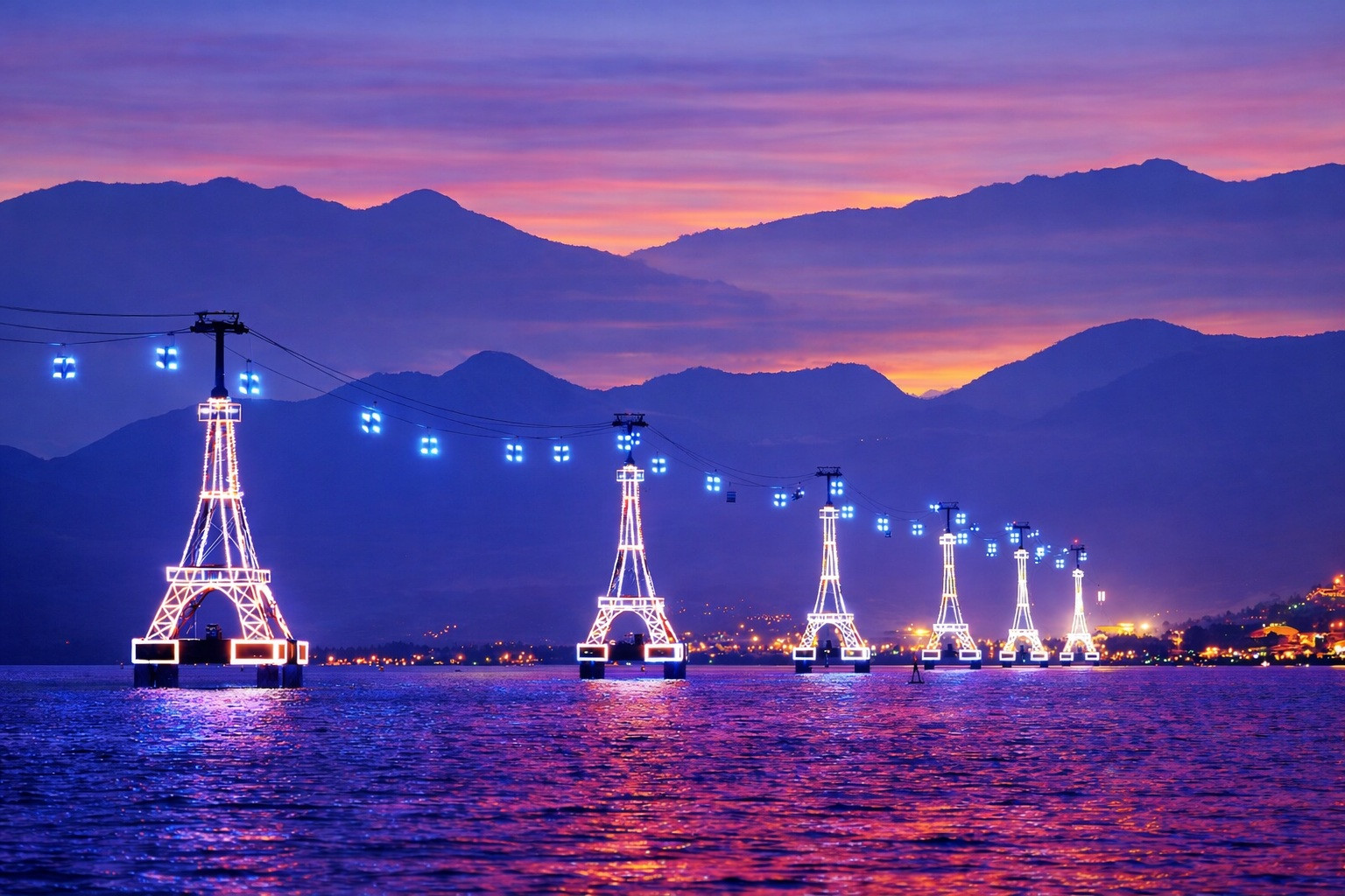 Nha Trang Cable Car at Night